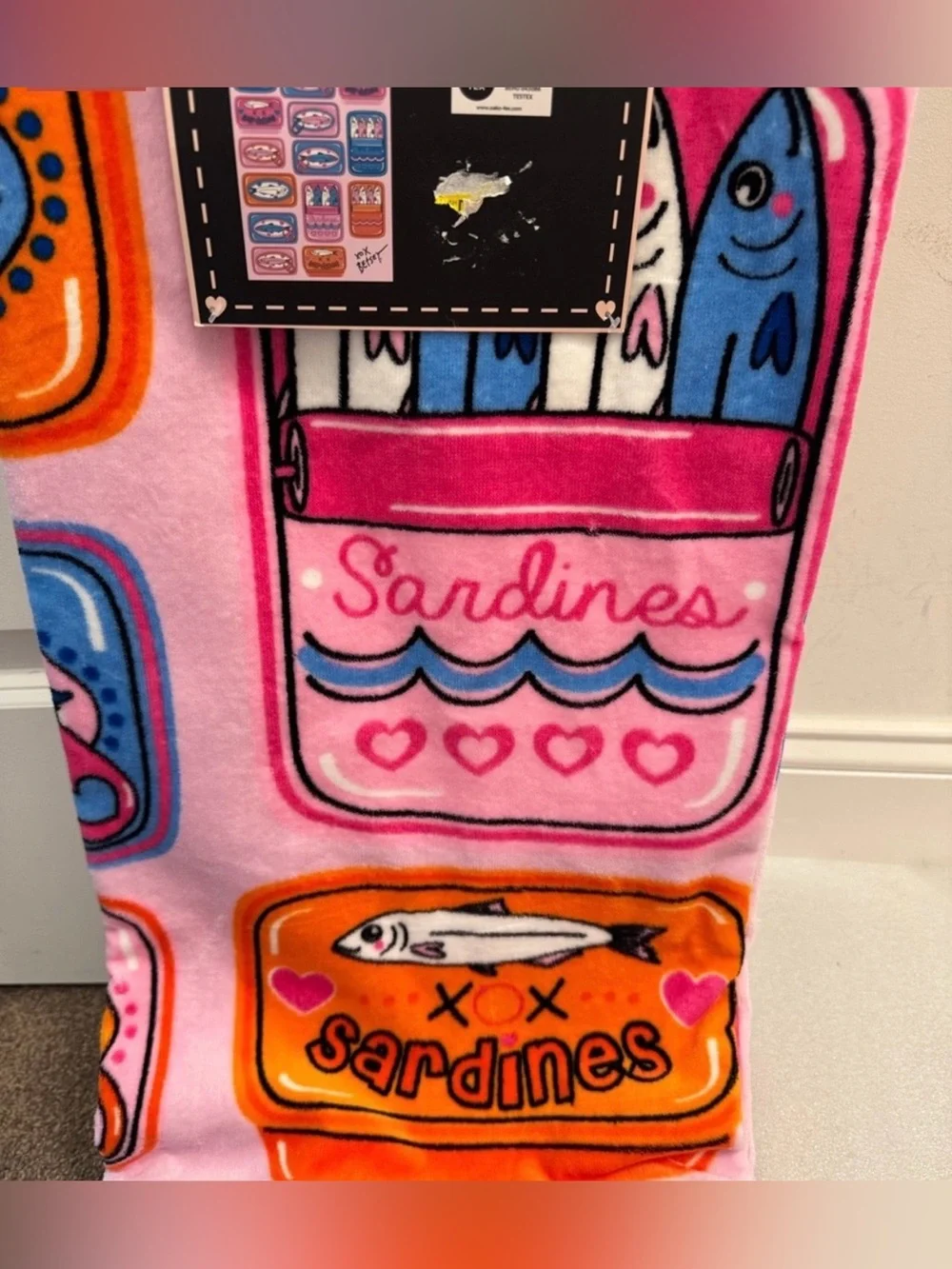 Betsey Johnson sardines fish beach towel 36